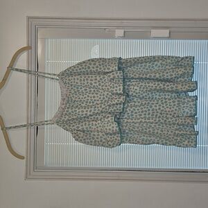 Ces Femme Women's Blue Polka Dot Ruffle Tank Top Sz Lg